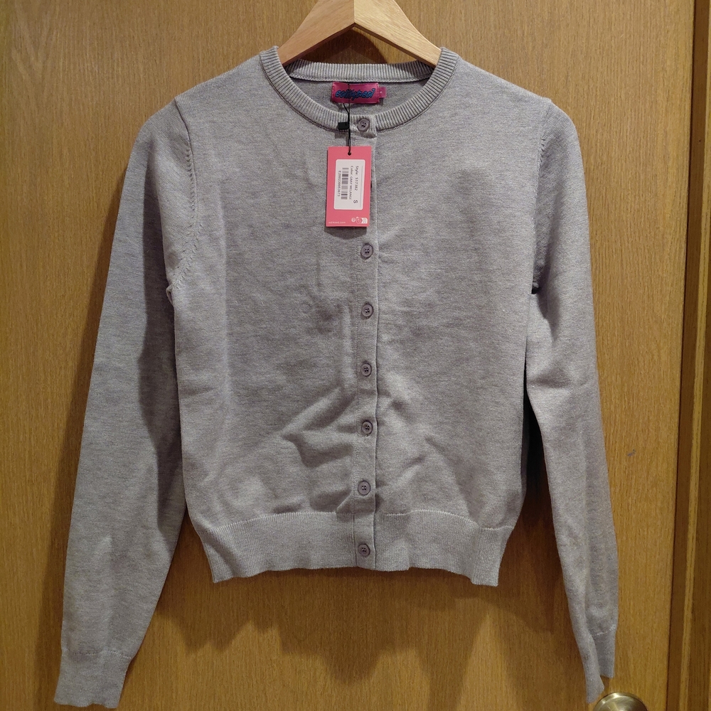Edikted Light Gray Button-Up Cardigan